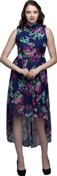 AAYU Women High Low Multicolor Midi/Calf Length Dress