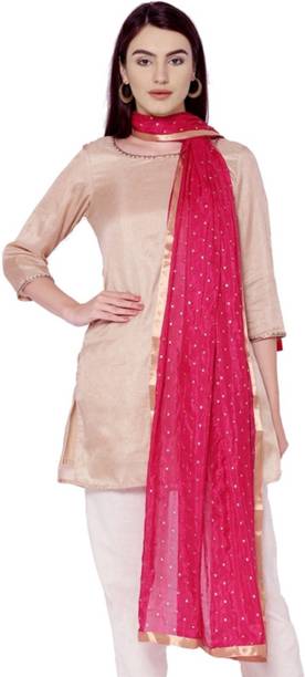Cotton Silk Embellished Pink Women Dupatta