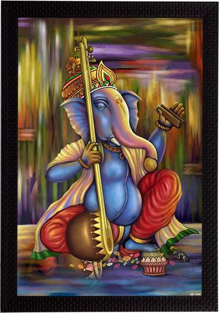 एक्राफ्टिंडिया Lord Ganesha Satin Matt Texture UV Art स्याही 14 inch x 10 inch पेंटिंग