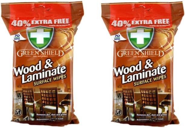 green shield Wood And Laminate Surface Wipes 70's Pack Of 2