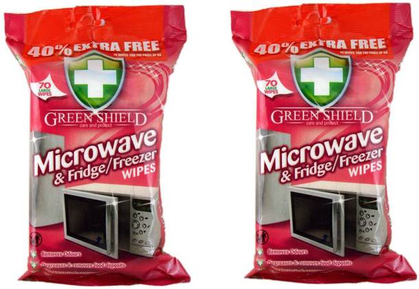 green shield Microwave And Fridge/Freezer Wipes 70's Pack Of 2