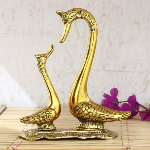 eCraftIndia Loving Golden Swan Couple Figurine Decorative Showpiece  -  23 cm