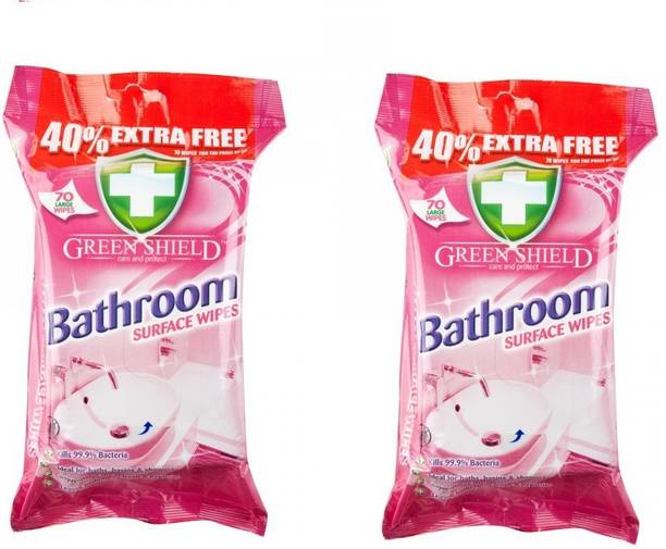 green shield Bathroom Surface Wipes 70's Pack Of 2