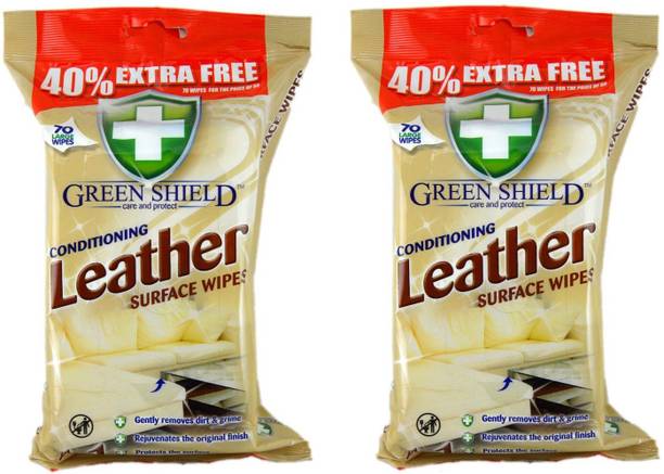 green shield Leather Surface Wipes 70's Pack Of 2