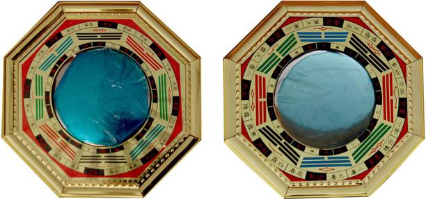 Vashoppee Vastu / Feng Shui / Concave + Convex Big Pakwa Mirrors For Protection And Remove Out side & Inside Negetive Energy Decorative Showpiece  -  15 cm