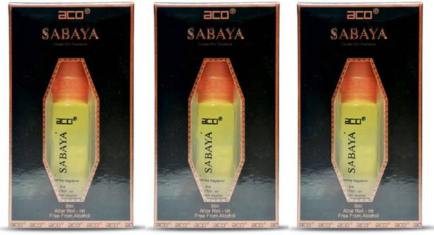 aco Sabaya Alcohol - Free Attar Roll On 8ml Each (Pack of 3) Floral Attar