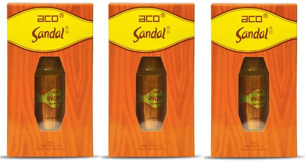 aco Sandal Alcohol - Free Attar Roll On 8ml Each (Pack of 3) Floral Attar