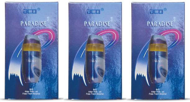 aco Paradise Alcohol - Free Attar Roll On 8ml Each (Pack of 3) Floral Attar