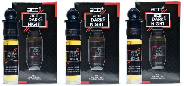 aco Dark Night Alcohol - Free Attar Roll On 8ml Each (Pack of 3) Floral Attar