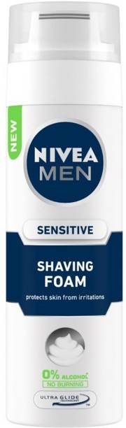 Nivea Men Sensitive Shaving Foam with 0% Alcohol & Camomile, Softens Hair for Smooth Shave