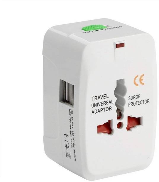 EUROS Universal Adapter Worldwide Travel Adapter with Built in Dual USB Charger Ports (White) Worldwide Adaptor