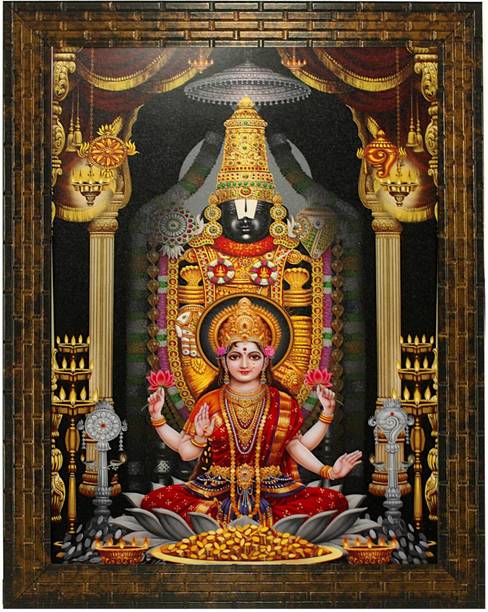 Indianara TIRUPAT BALAJI WITH GODDESS LAKSHMI (1905) Digital Reprint 13 inch x 10.2 inch Painting