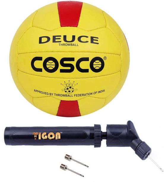 COSCO Combo of 3, 1 Throwball-Deuce, 1 Dual Action Ball Pump and Needle Throw Ball - Size: 5