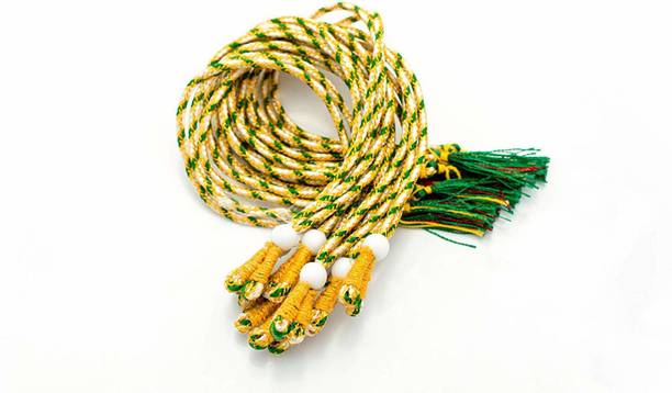SPARKLE Necklace Back Rope Colorful (Yellow,Green) Almost Match with Any Jewellery- Dori for Silk Thread Jewellery/Terracotta Jewellery/Quilling-Pack of 12Pcs