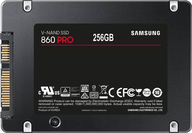 Samsung 860 Pro 256 GB Laptop, Desktop Black SATA III Internal Solid State Drive (SSD) (MZ-76P256BW)