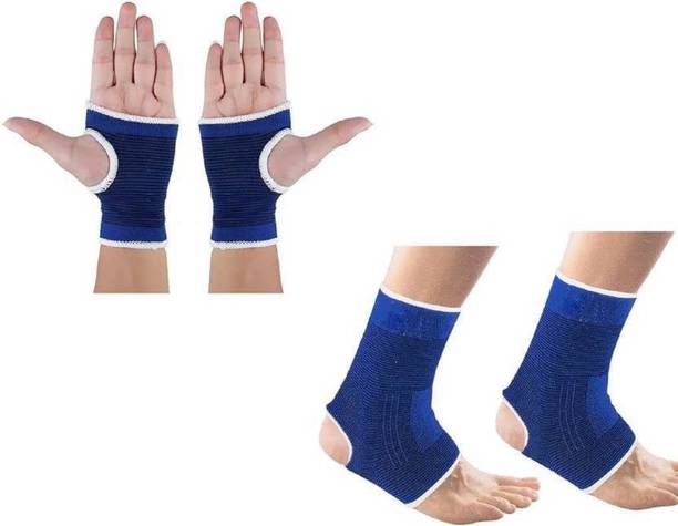 labh traders lb Combo Palm Ankle Support (Blue) Hand Support