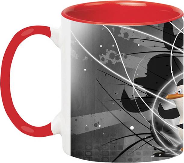 ARTBUG The Penguins Of Medagscar Cartoon -2221-Red Ceramic Coffee Mug