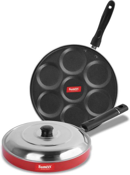 Sumeet Carmine Non Stick Cookware Set of 2.6mm Thick (Multi snack maker – 26.5cm Dia + Pizza Pan – 23cm Dia) Non-Stick Coated Cookware Set