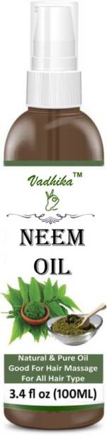 Vadhika Neem Oil - 100% Pure Natural Oil &amp; Undiluted Cold Pressed Refined Cosmetic Grade For Aromatherapy, Skin Treatment, Hair Care, Face (100 ml) (100 ml) Hair Oil (100 ml) Hair Oil