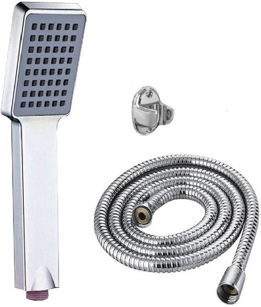 अनमेक्ष High Pressure ABS Square Chrome Plated Handheld Shower with 1.5mtr SS Shower Tube and Wall Hook शावर हैड