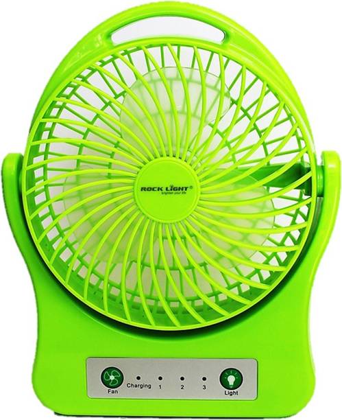Rocklight 7064 Pick Ur Needs Portable FAN 10.5 Inch Premium Dual High Low Speed Rechargeable Table Fan with LED Flash Light Rechargeable Fan