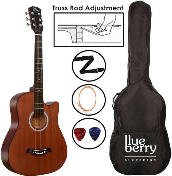 BLUEBERRY B-D38S 38Inch Inbuilt TrussRod Acoustic Guitar Linden Wood, Sapele Mahogany Laminate Plastic Right Hand Orientation