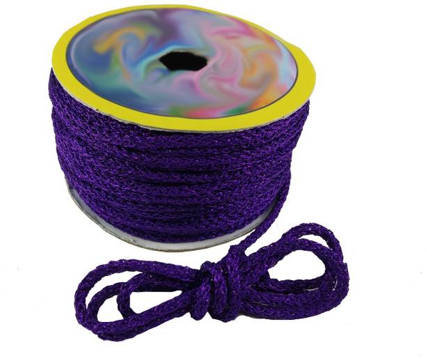 De-Ultimate Purple Color 18 Mtr Resham Zari Twisted Thread / Dori Lace for Sewing, Bead Art, Piping, Apparels, Wrapping, Handicrafts & Craft DIY Projects.