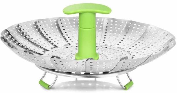 SYGA Large Stainless Steel Steamer Basket for Vegetable/Insert for Pots, Pans-7.25"-11", Green Stainless Steel Steamer