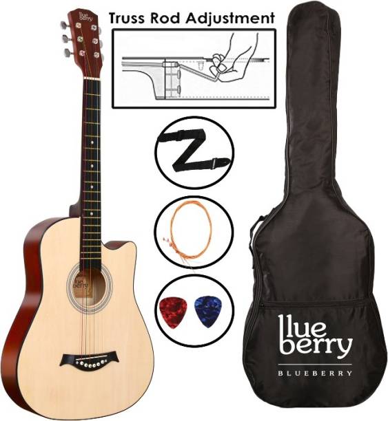 BLUEBERRY B-D38-Natural, 38" Inbuilt TrussRod Acoustic Guitar Linden Wood Plastic Right Hand Orientation