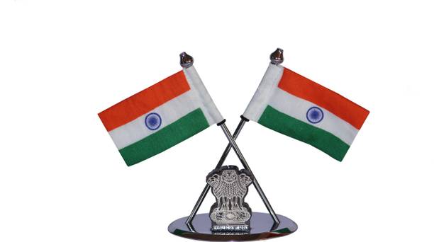 BLUZON Indian Cross Flag for Office Table Decoration and Card Dashboard Double Sided Wind Car Dashboard Flag Flag