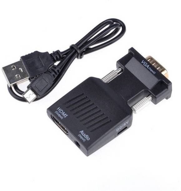 microware  TV-out Cable TV-out Cable VGA Male to HDMI Female With Audio Converter Adapter (Black, For TV)
