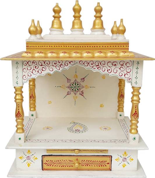 Rajasthani Arts Hand Painted, Wall Hanging Wooden Mandir Solid Wood, Engineered Wood Home Temple