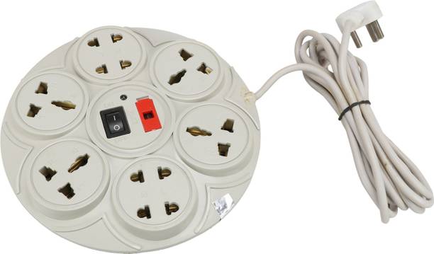TELXMO ELECTRIC 6 Round White 6  Socket Extension Boards