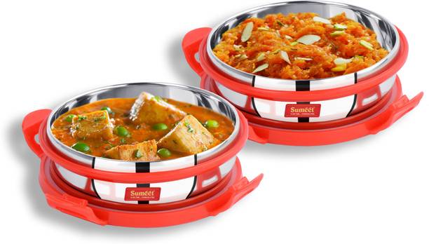 Sumeet Airtight & Leak Proof Steelexo Stainless Steel Containers with Lid - Set of 2Pcs 2 Containers Lunch Box
