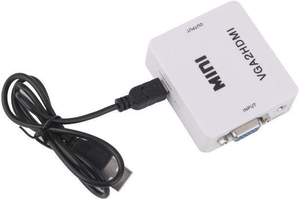 JERN  TV-out Cable 171202896220 VGA to HDMI Full HD Video 1080P Audio Converter Adapter (Multicolor)