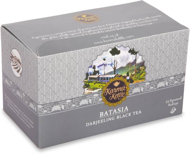 Karma Kettle Batasia, Darjeeling Black Tea, 25 Pyramid Tea bags Black Tea Bags Box