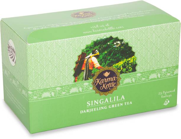 Karma Kettle Singalila, Darjeeling Green Tea, 25 Pyramid Tea bags Green Tea Bags Box