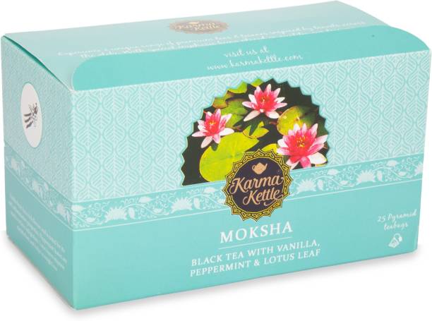 Karma Kettle Moksha, Black tea with Peppermint & Vanilla Vanilla, Peppermint Tea Blend Bags Box