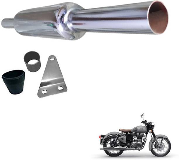 Dhe Best Short Bottle Chrome Slim Pipe Free Flow / Empty Royal Enfield Battle Full Exhaust System