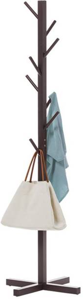 HOUSE OF QUIRK Bamboo Coat and Hat Rack 8 Hooks Coat Stand Clothes Rack Solid Feet for Clothes Scarves and Hats - Dark Brown Bamboo Coat and Umbrella Stand