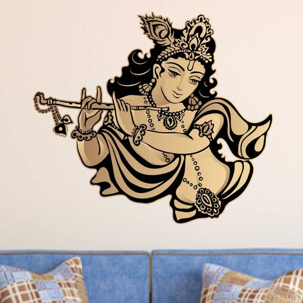 Aquire 65 cm God Krishna Playing Flute Beautiful Design Self Adhesive Sticker