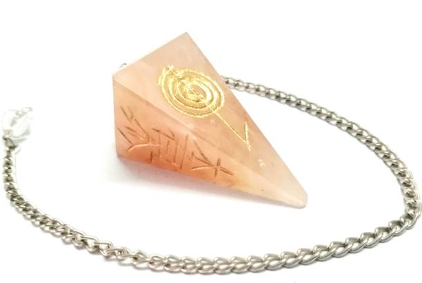 EXCEL Pendulum Golden Quartz Orange Reiki Symbol Healing Gemstone Decorative Showpiece  -  6 cm