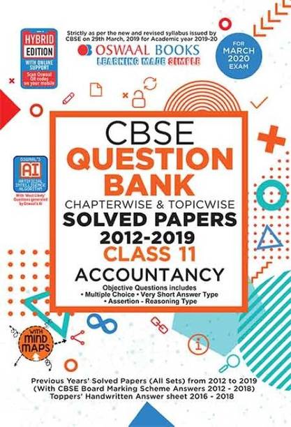 Oswaal Cbse Question Bank Class 11 Accountancy Book Chapterwise & Topicwise Includes Objective Types & MCQ's (for March 2020 Exam)