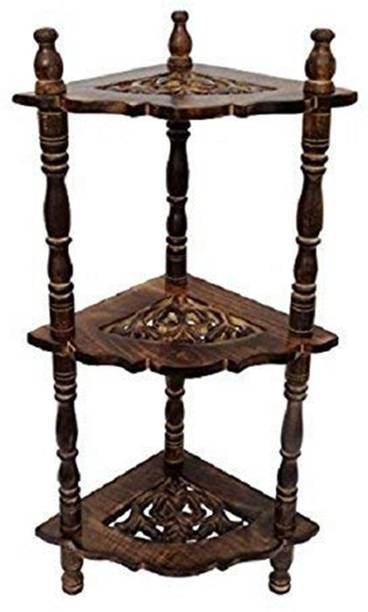 ROYAL HANDICRAFTS Wooden Mini Corner Rack Side Wooden Wall Shelf