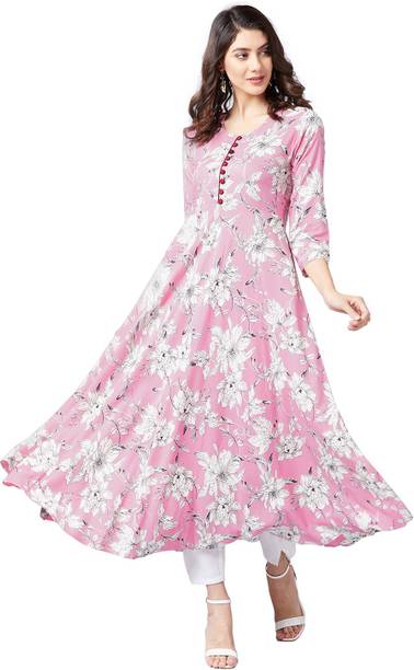 Women Printed Cotton Rayon Flared Kurta