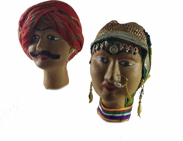 Gaura Art & Crafts Traditional Rajasthani Handmade Miniature Couple Separate Pieces 15 cm Pack of 2