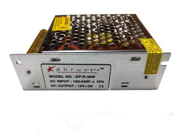 DHRUV-PRO 12 Volts / 3 Amp DC Output Power Supply Power LED Driver Power Supply Adaptor for CCTV Camera AC Input 100/240vAC silver 36 Watts Computer PSU with 5 SATA Cables