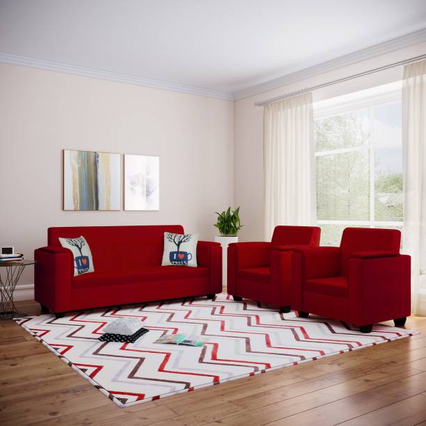 Bharat Lifestyle Galaxy Fabric 3 + 1 + 1 Red Sofa Set