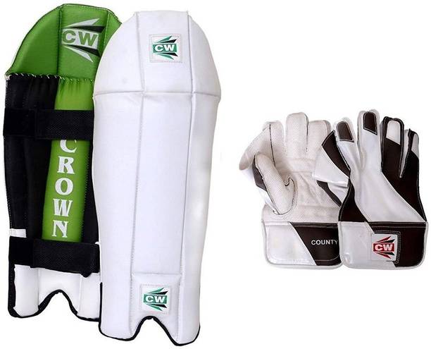 CW Wicket Keeping CROWN Leg Pads With COUNTY Glove Cricket Kit