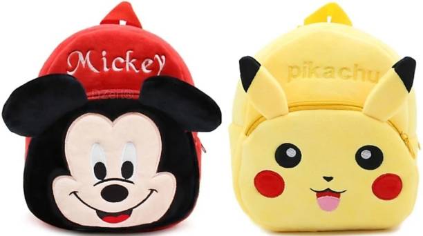 3G Collections Pikachu And Pink Panda Combo 3 Waterproof School Bag